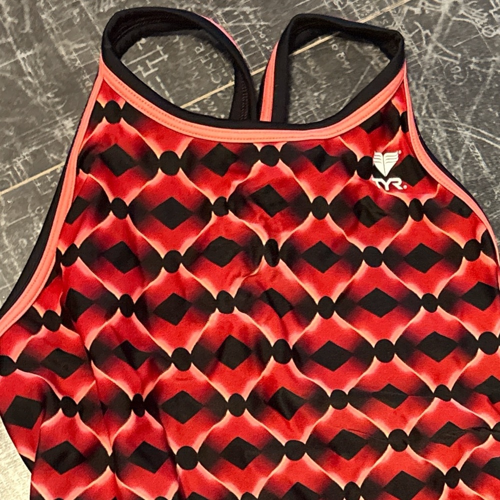 Red Geometric Pattern Swimsuit - Picture 3 of 3